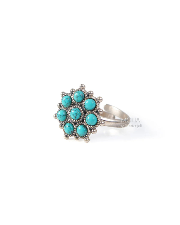 Adaa Turquoise Silver Finger Ring by MOHA