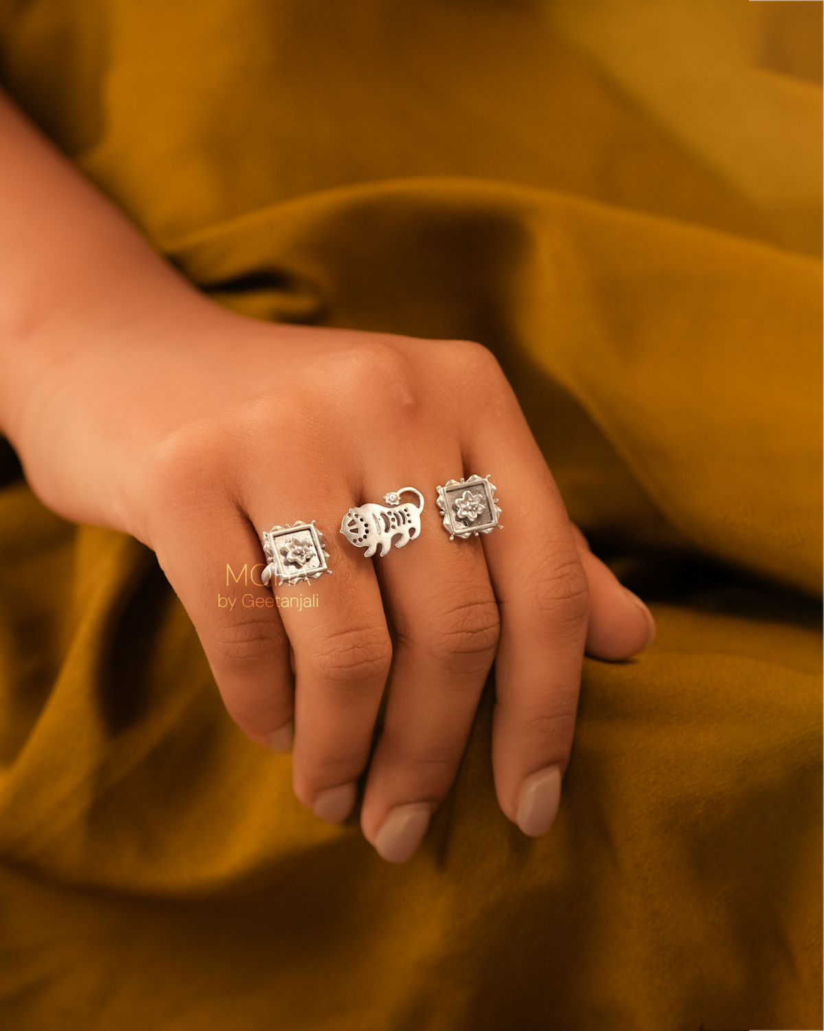 Baagh Silver Finger Ring by MOHA