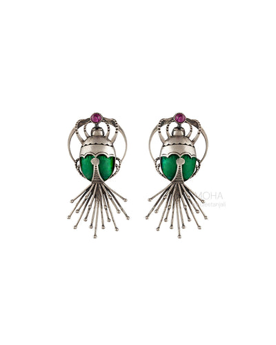 Bhramara Silver Stud Earrings - With Tail by MOHA