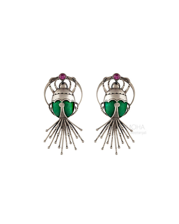 Bhramara Silver Stud Earrings - With Tail by MOHA