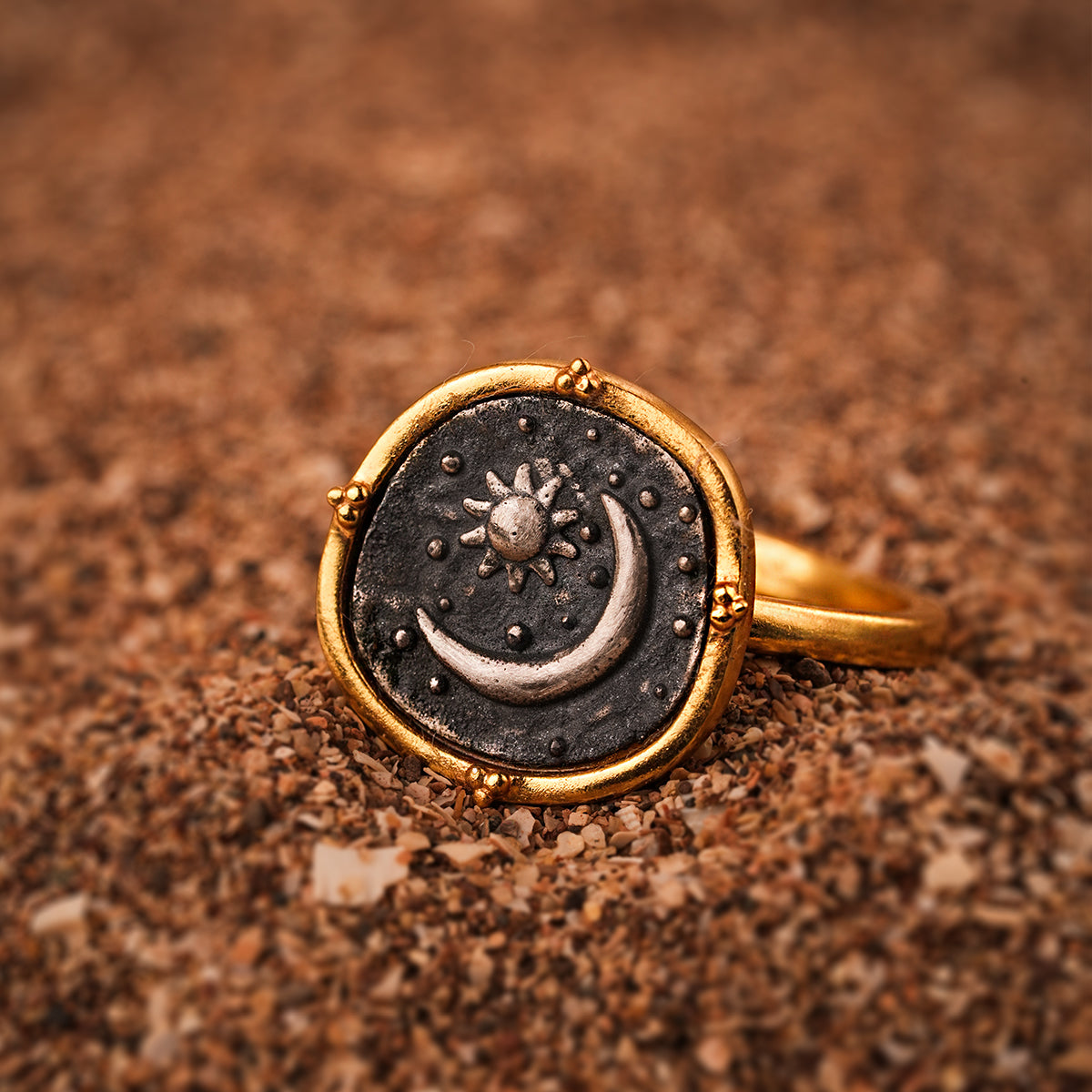celestial duo silver finger ring by moha