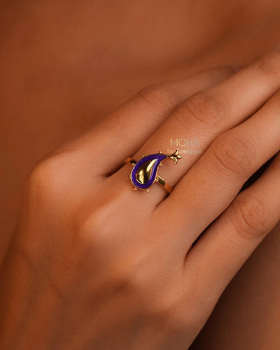 Delicate Paisley Silver Finger Ring By Moha