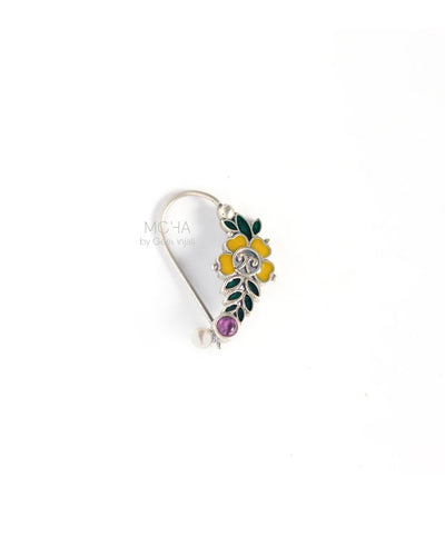 Floral Silver Nath (Pierced, Left) by MOHA