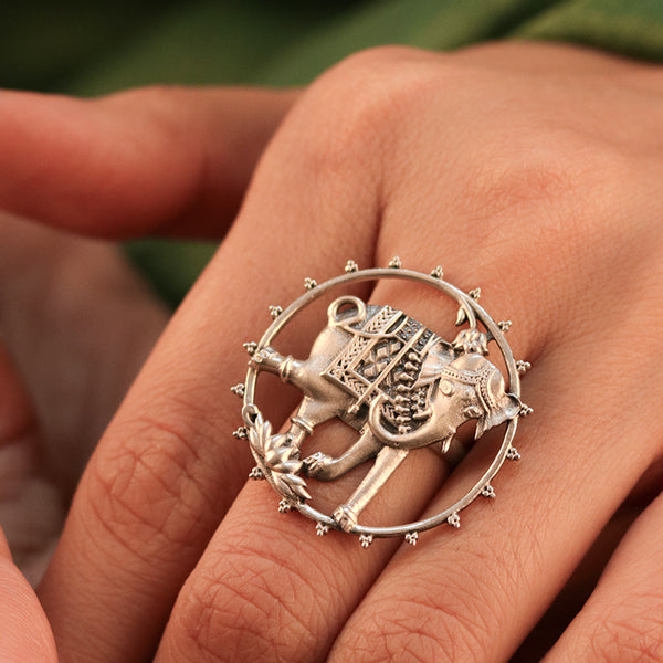 Gaja Gamini Silver Finger Ring by Moha