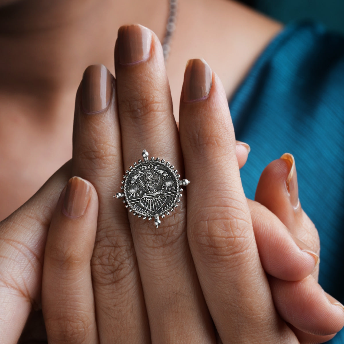 gajalaxmi silver finger ring by moha