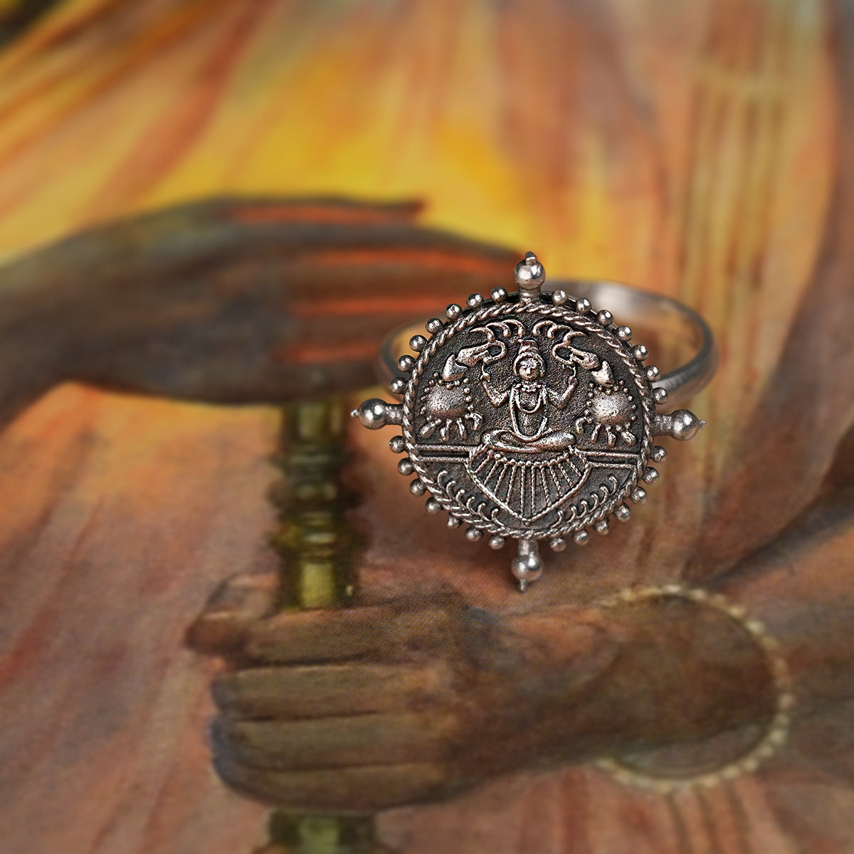 gajalaxmi silver finger ring by moha
