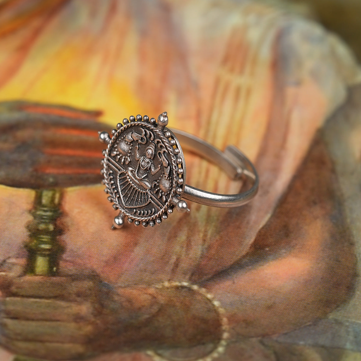 gajalaxmi silver finger ring by moha
