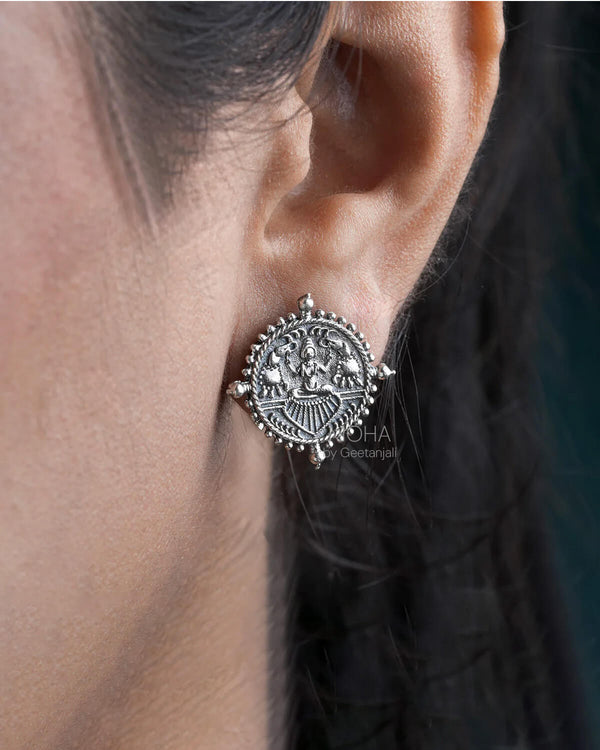 Gajalaxmi Silver Stud Earrings by MOHA