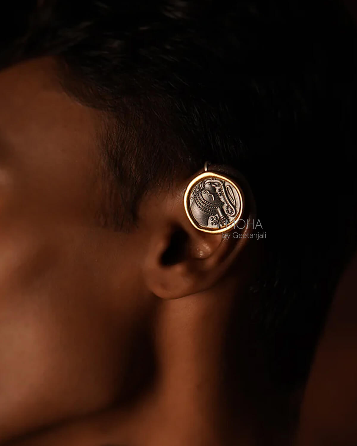Gajapati Silver Ear-clip/ Bugadi by MOHA