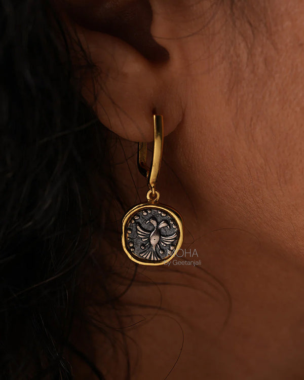 Gandaberunda Silver Earrings Dual Toned by MOHA