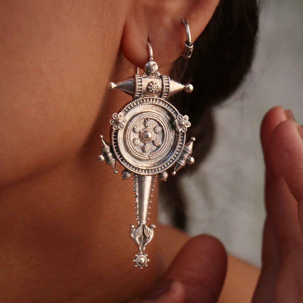 hingora silver earrings big by moha