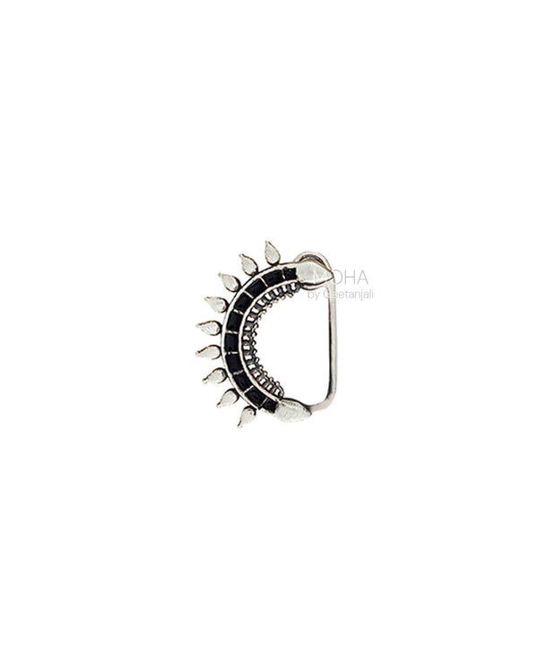 Isha Silver Nath Black (Clip-On, Right) by MOHA
