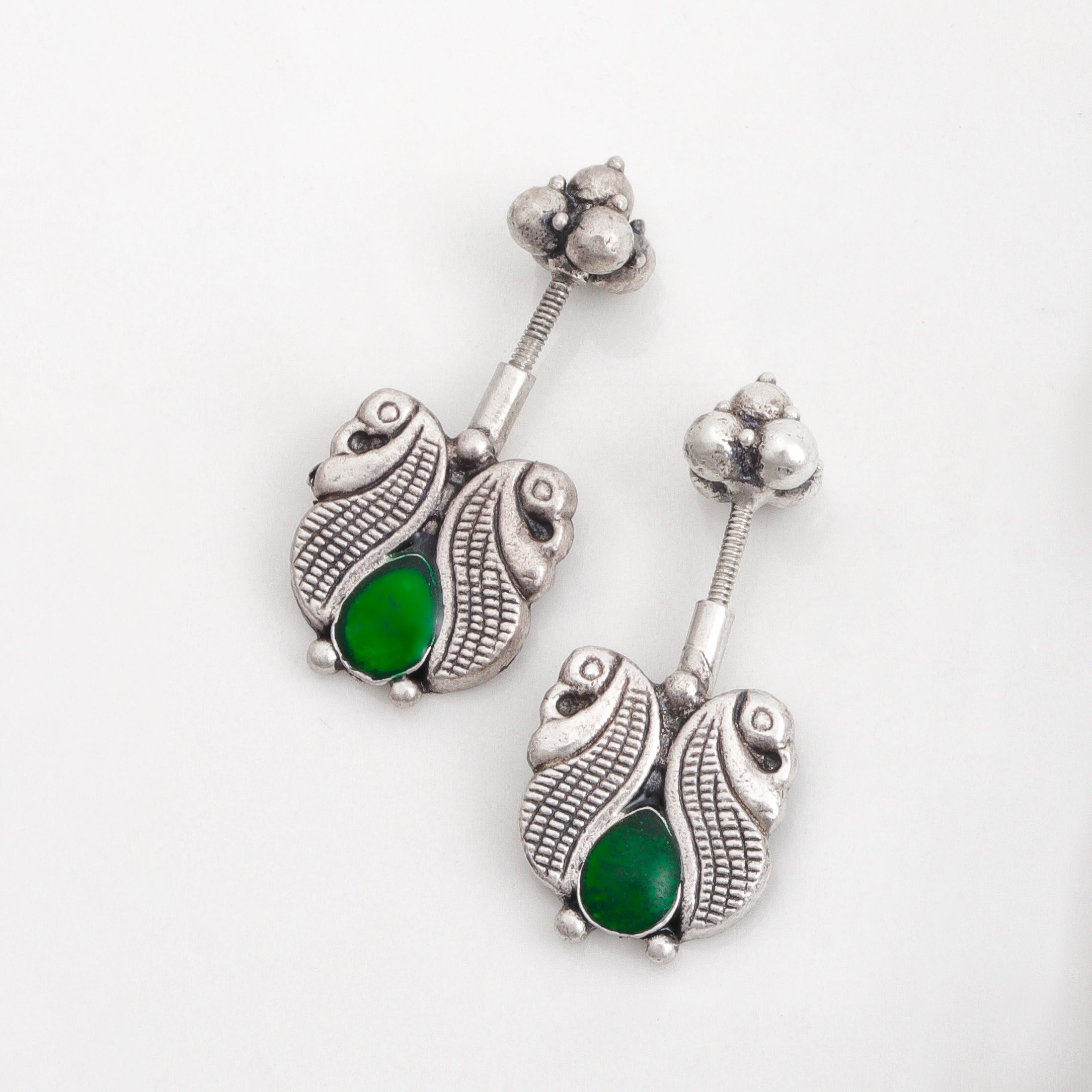 kuhoo silver bugadi pierced green by moha