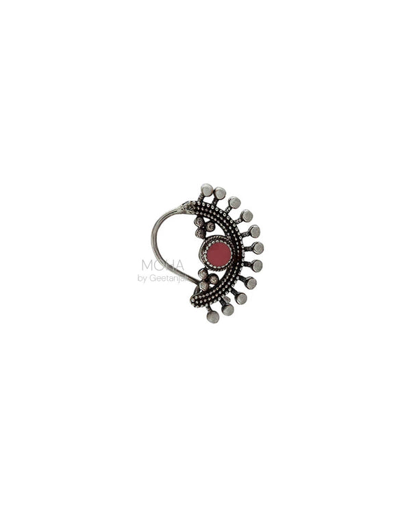 Lakshmi Silver Nath Pink (Pierced, Left) by MOHA