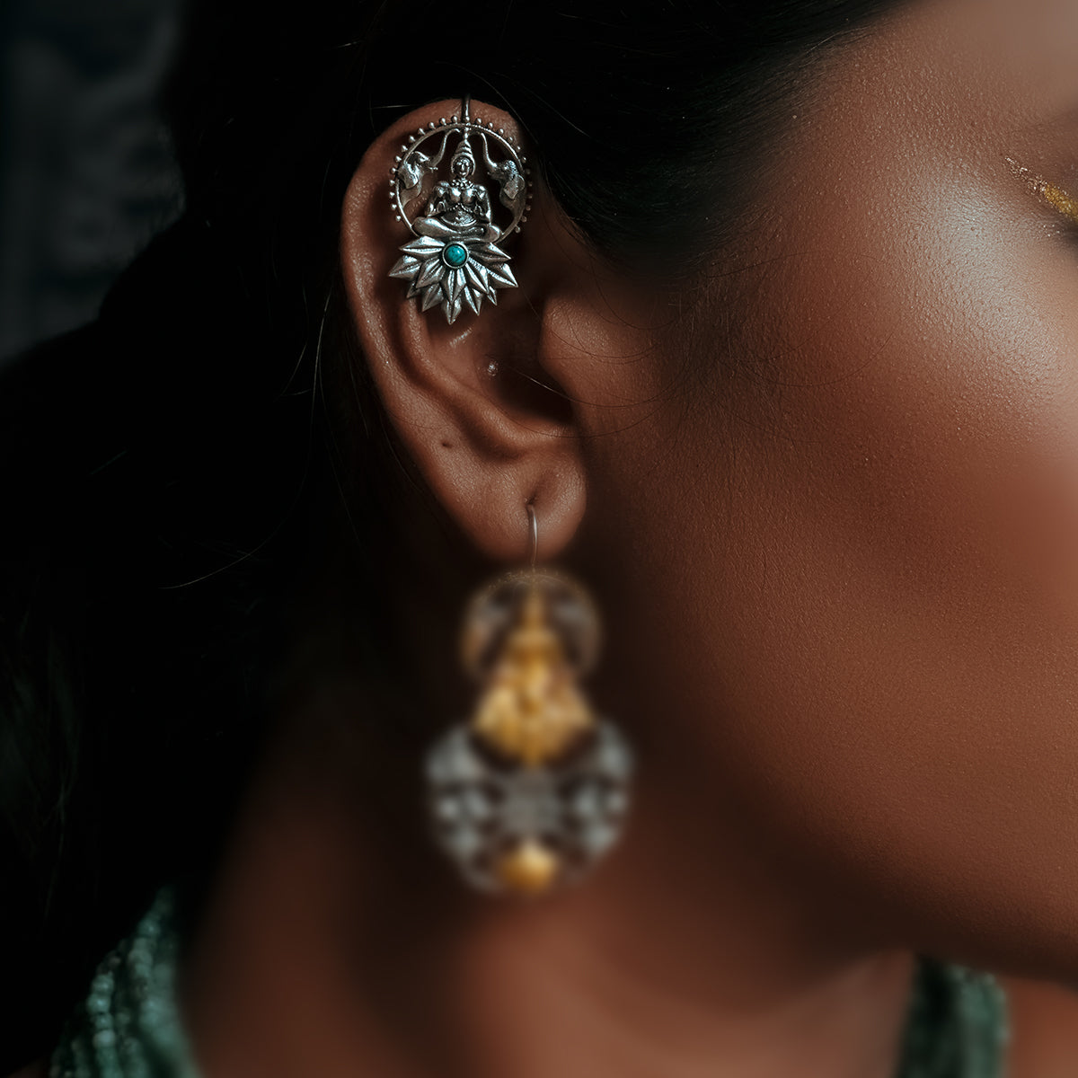 Padmalakshmi Silver Earrings/Bugadi by MOHA