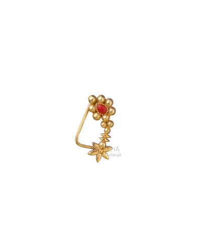 Maharashtrian Silver Nath Gold Plated (Clipon, Left) by MOHA