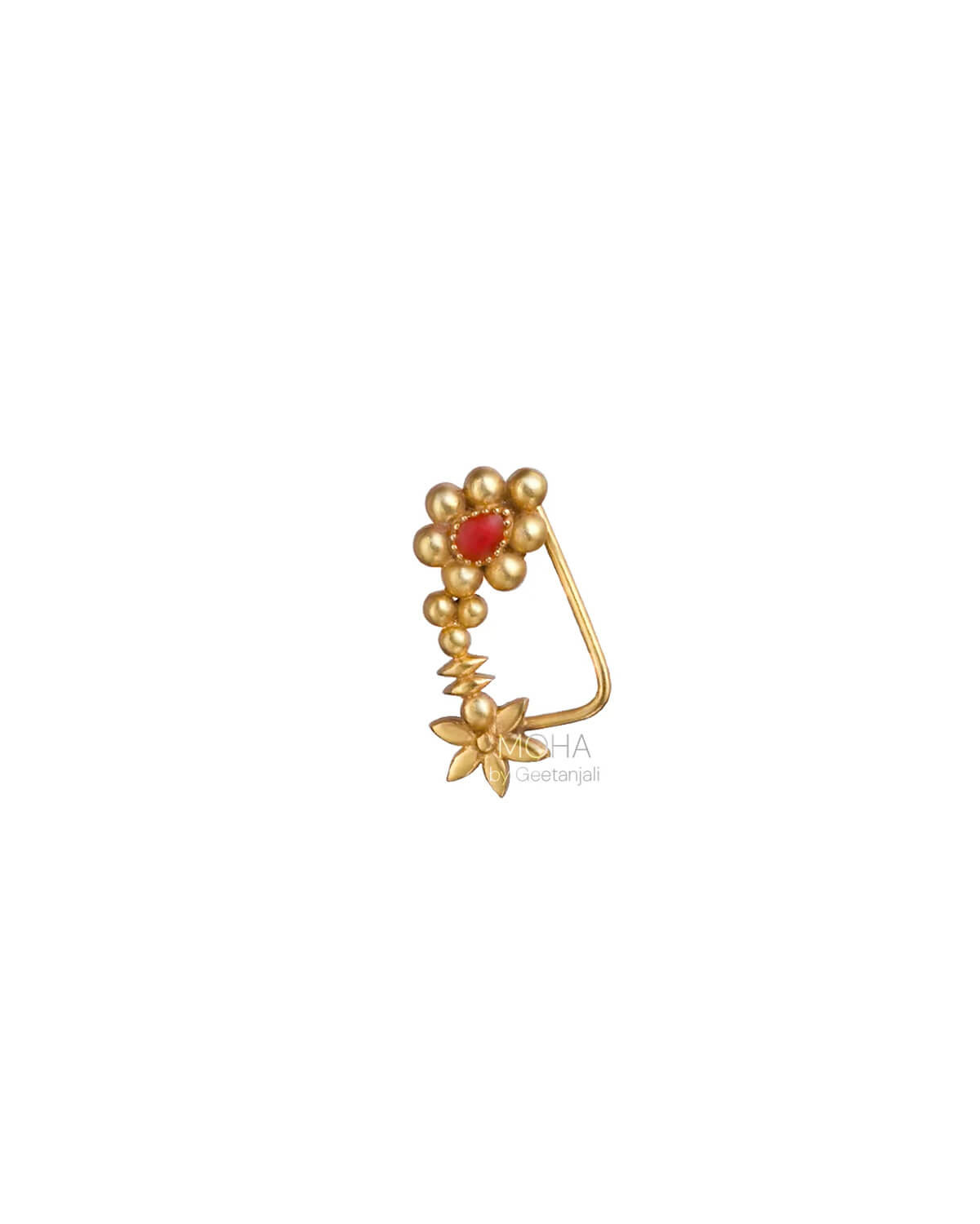 Maharashtrian Silver Nath Gold Plated (Clipon, Right) by MOHA