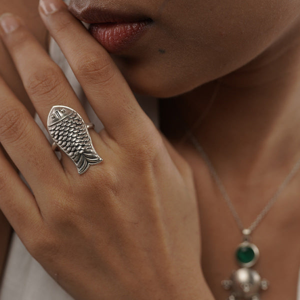 Mahaseer Silver Finger Ring by MOHA