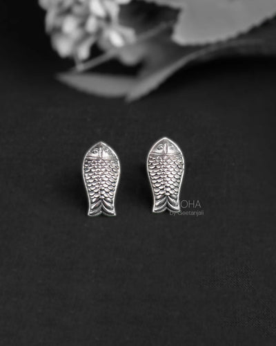Mahaseer Silver Stud Earrings by MOHA