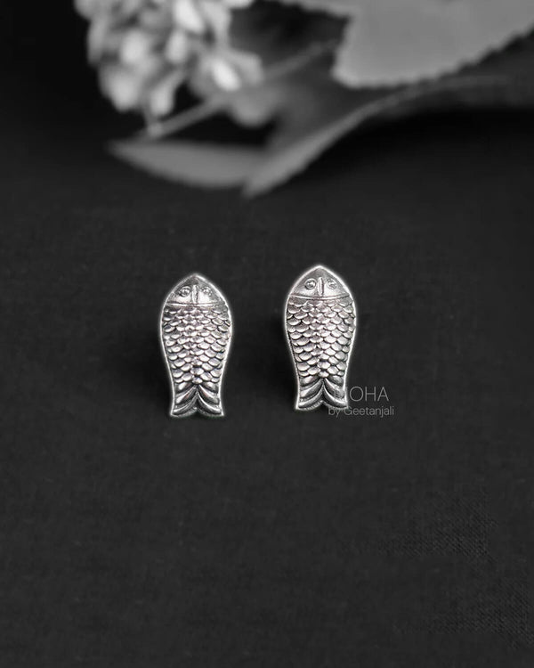 Mahaseer Silver Stud Earrings by MOHA
