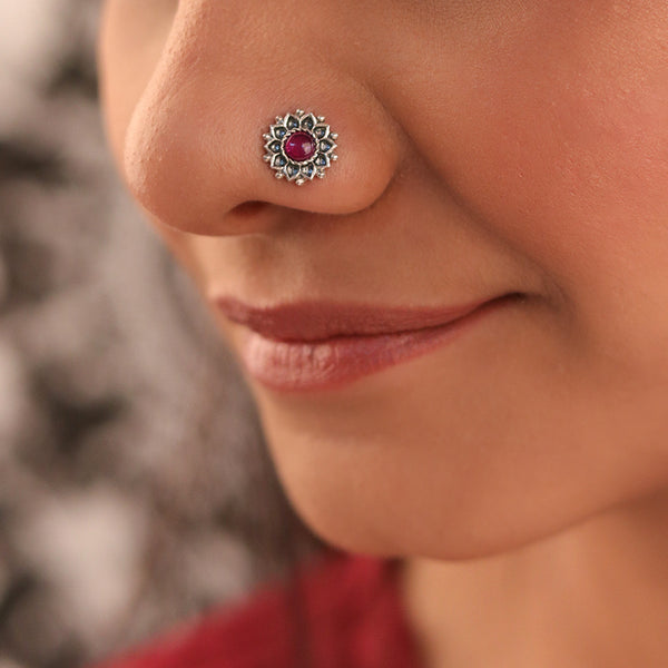 Mallika Silver Nosepin Pierced by Moha