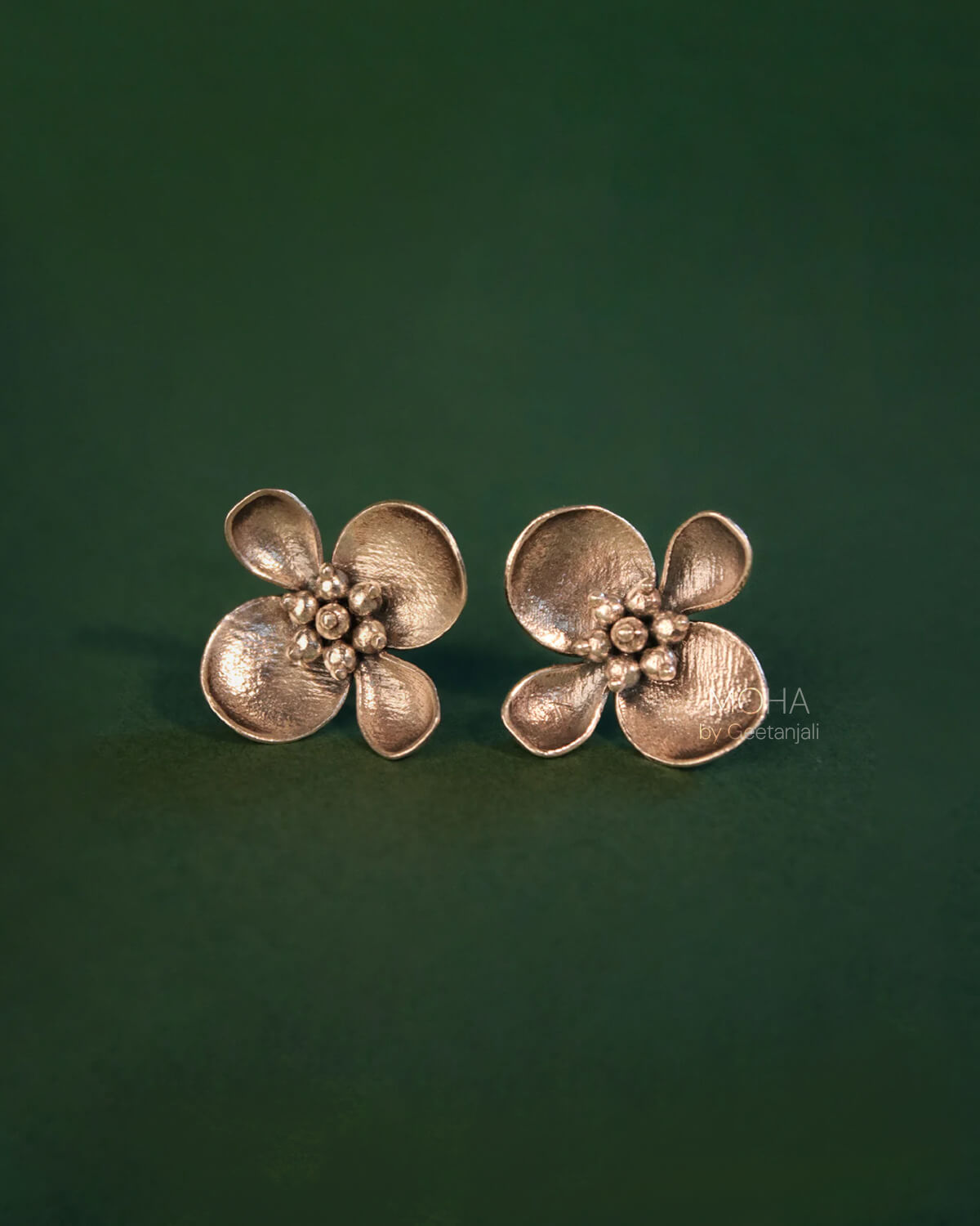 Maya Silver Stud Earrings by MOHA