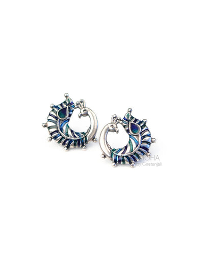 Mayurika Silver Stud Earrings by Moha