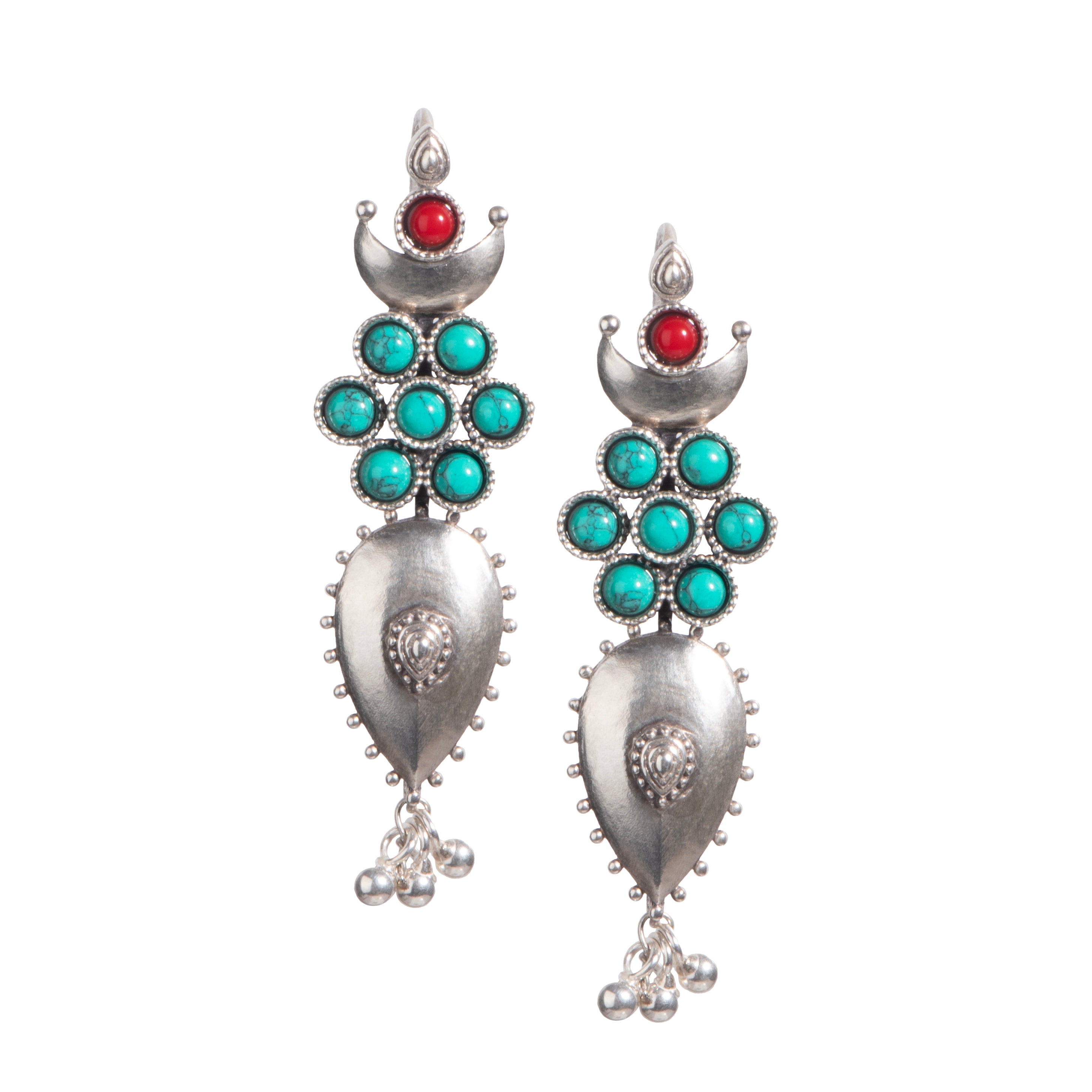 moonflower silver earring turquoise by moha