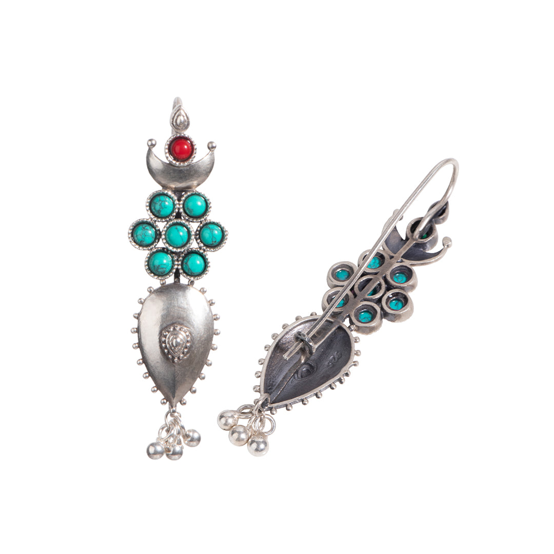 Buy Moonflower Silver Earring (Turquoise) by MOHA Online by MOHA
