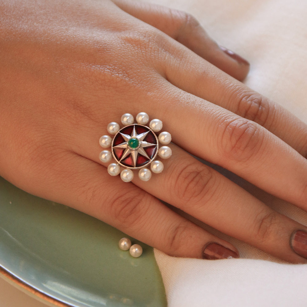moti chakra silver finger ring by moha