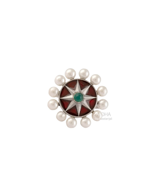 Moti Chakra Silver Finger Ring By Moha
