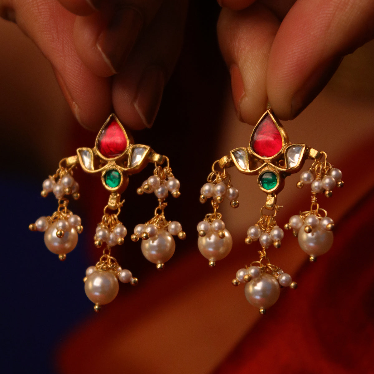 Moti Padma Silver Earrings By MOHA