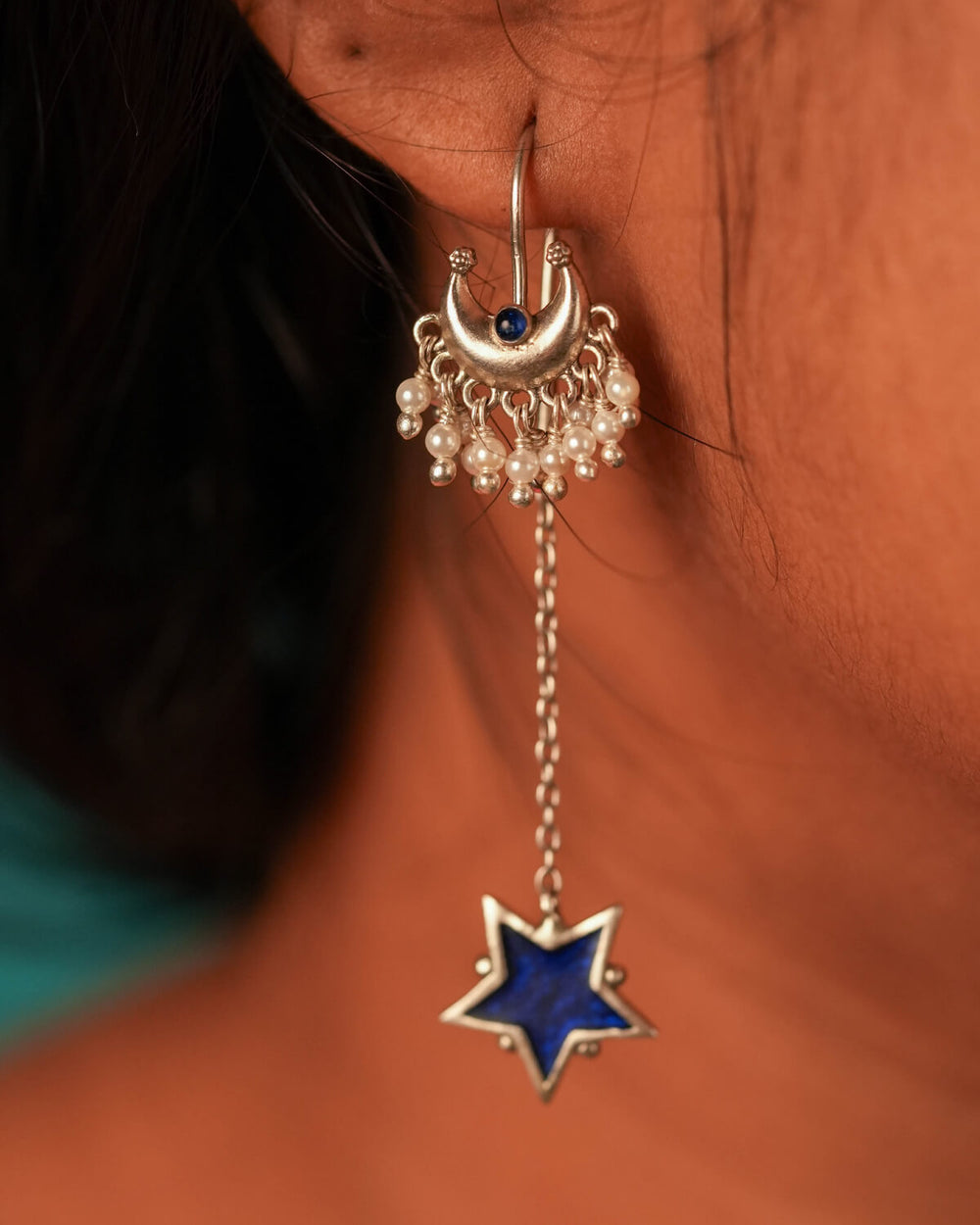 Noorani Silver Sui Dhaga Earrings by MOHA