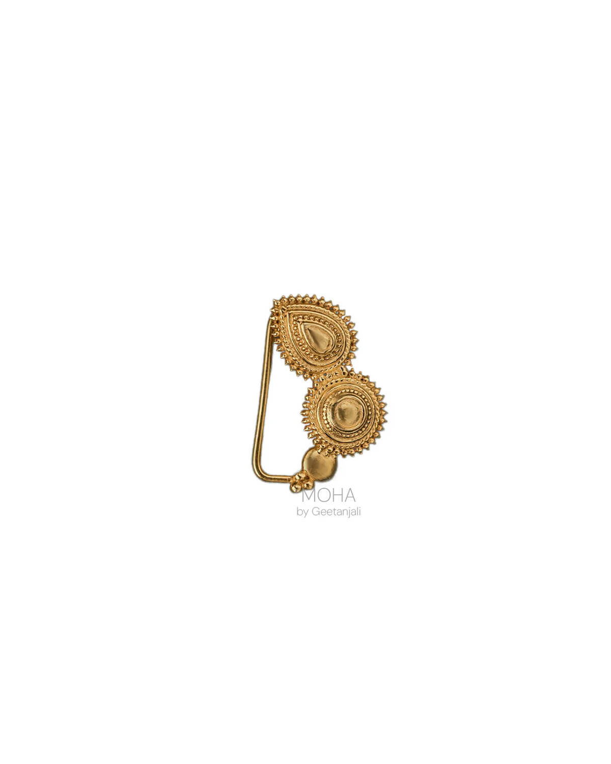 Peshwa Silver Nath Gold Plated (Clip on Left) by MOHA