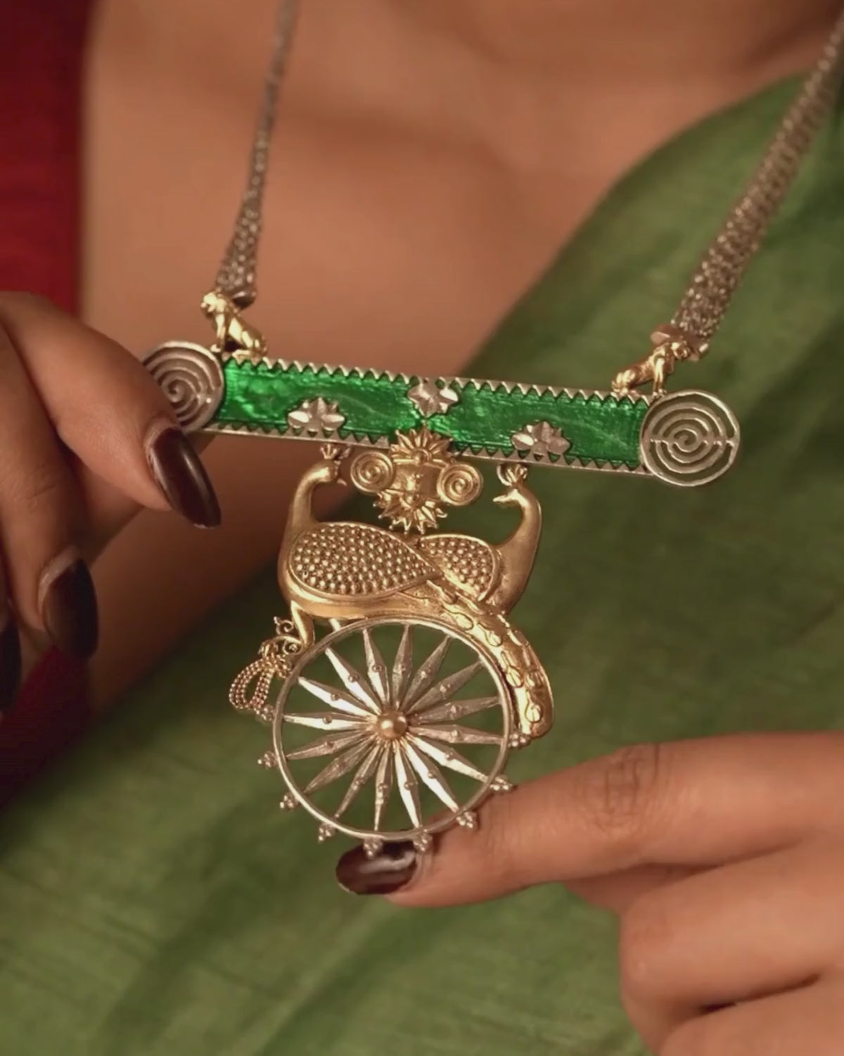 Mayura Chakra Silver Pendant Necklace