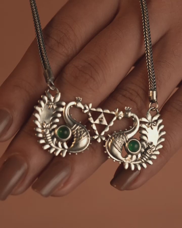 Morika Silver Necklace with green stone by MOHA