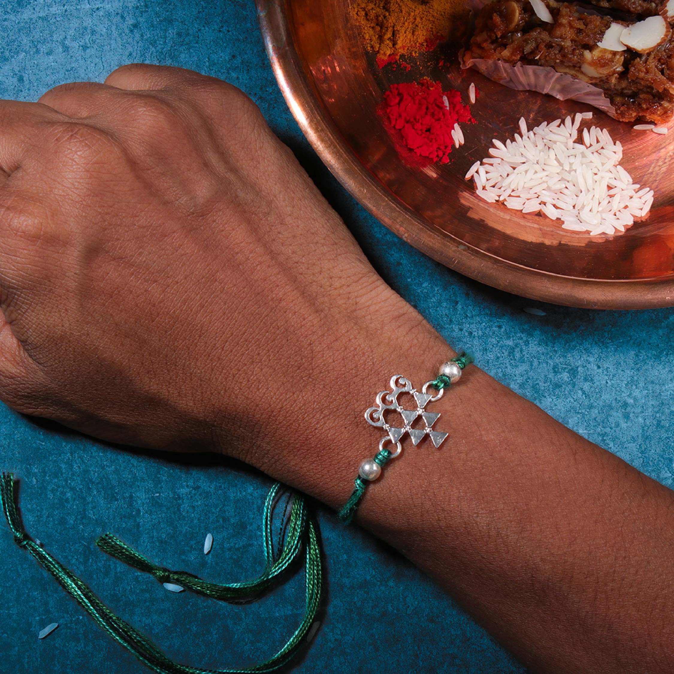 saraswati silver rakhi by moha