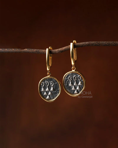 Sharada Silver Earrings Dual Toned by MOHA
