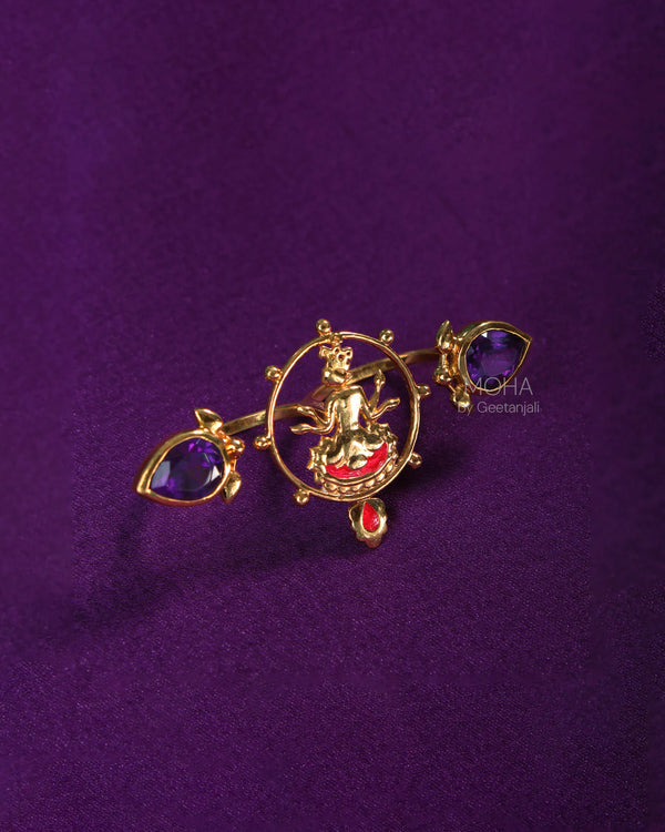 Shyam Amethyst Double Silver Finger Ring By Moha
