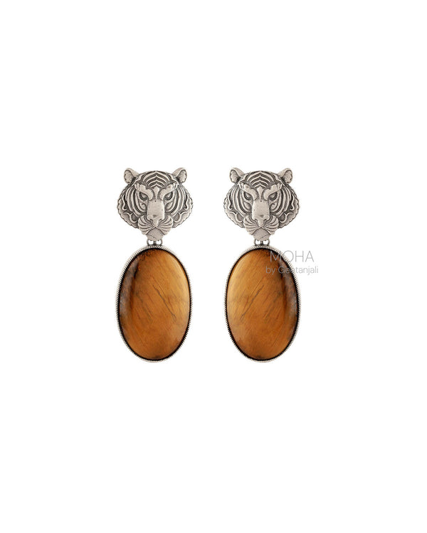 Tigers Eye Silver Stud Earrings by MOHA