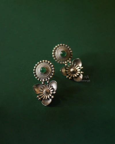 Triloki Abha Silver Stud Earrings by MOHA