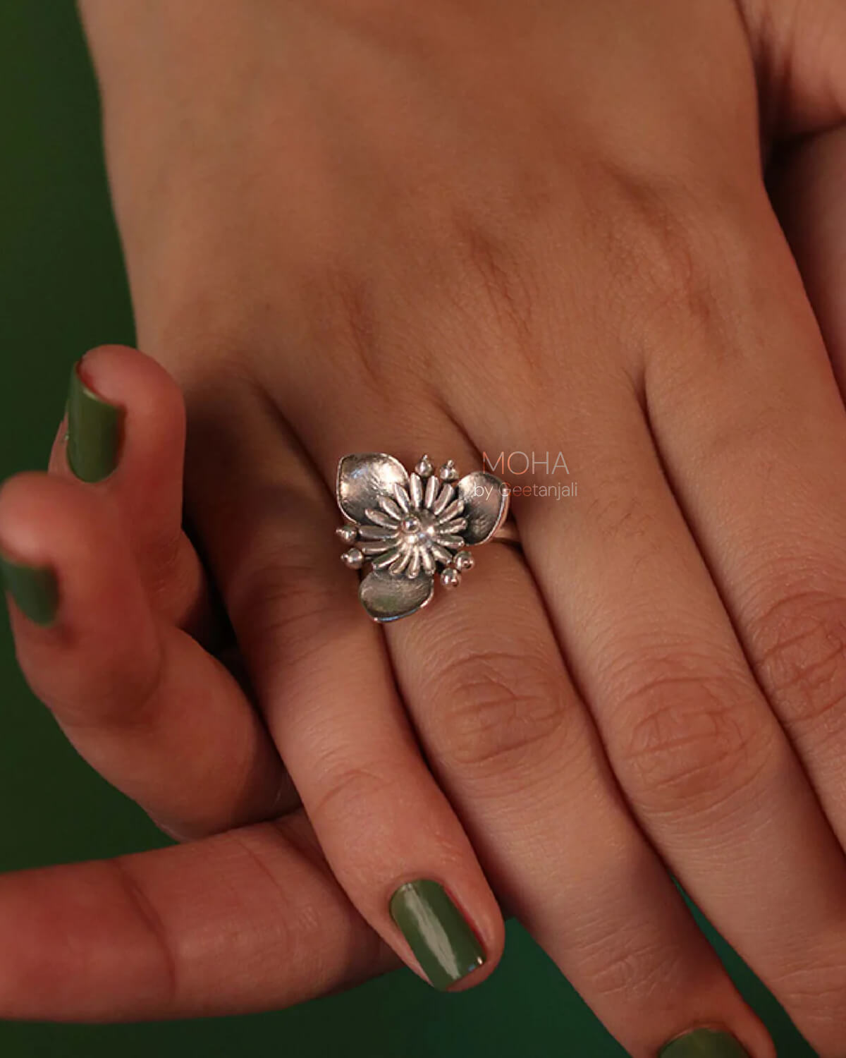 Triloki Silver finger Ring by MOHA