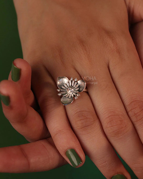 Triloki Silver finger Ring by MOHA