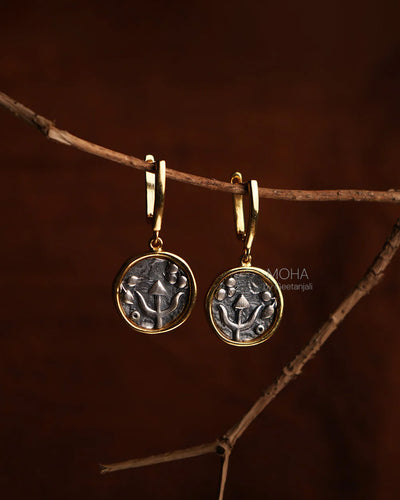 Trishul Silver Earrings Dual Toned by MOHA