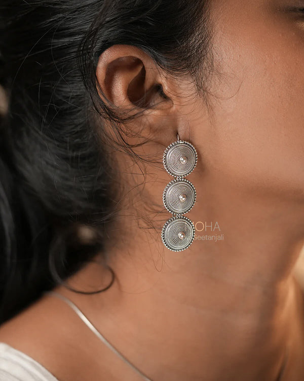 Trivali Silver Dangle Earrings by MOHA