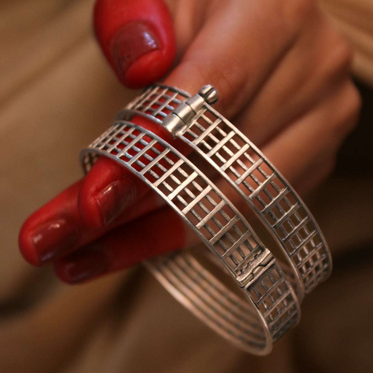 vedika silver bangle by moha