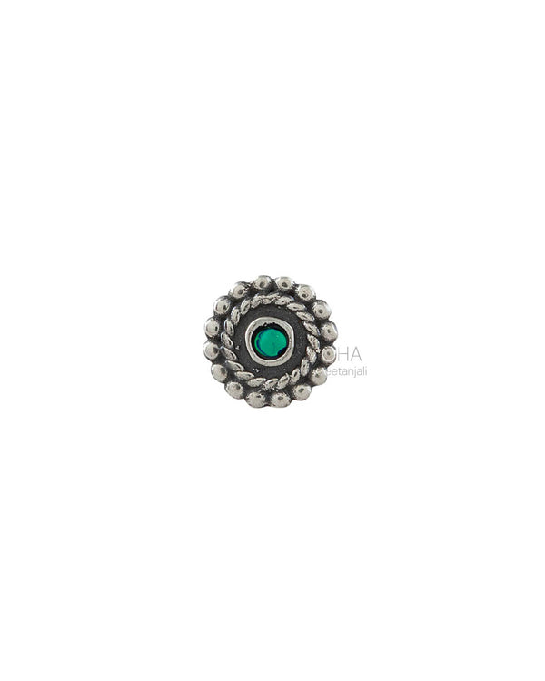 Whorl Silver Nosepin by MOHA - Green