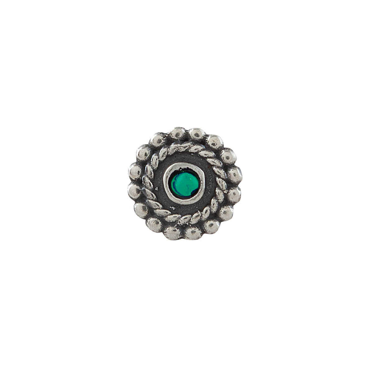 whorl silver pierced green nosepin by moha