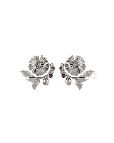 William Morris - Bloom Lilly Silver Stud Earrings Tops by Moha