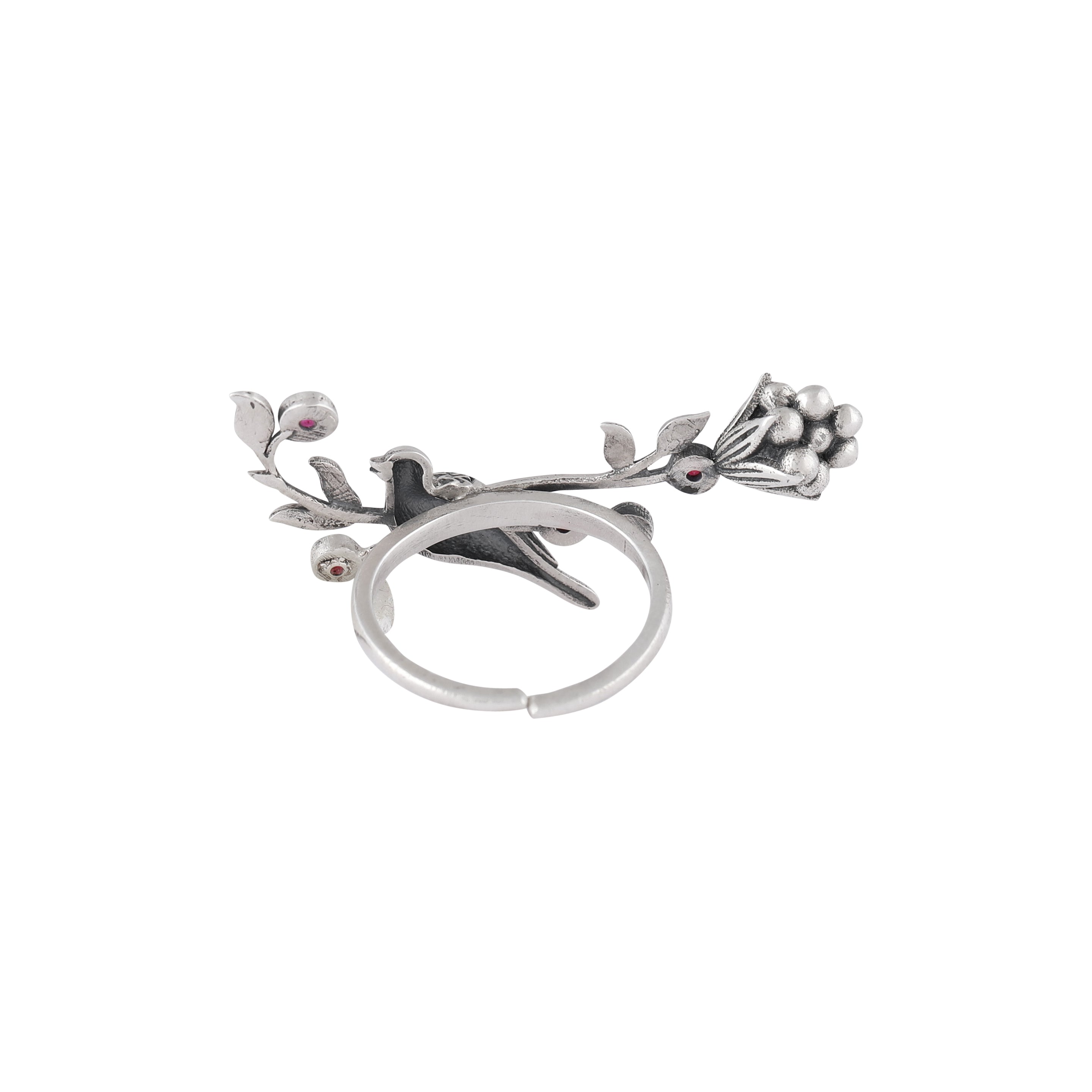 William Morris - Strawberry Thief Silver Creeper Finger Ring by Moha